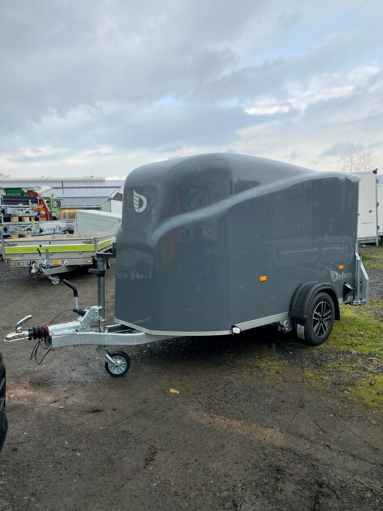 Debon Anhänger mit Seitentür und Tür/Rampe-Kombi in grau
